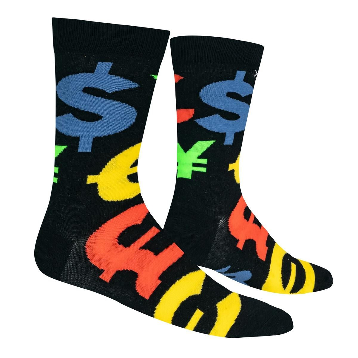 Money Symbols Multi - Mens Crew Straight Socks