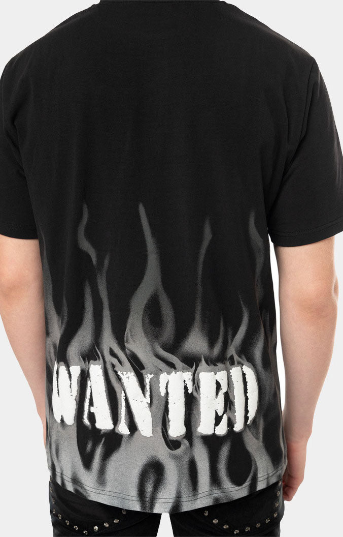 Smoke Rise Flocked Print SS Tee - Black