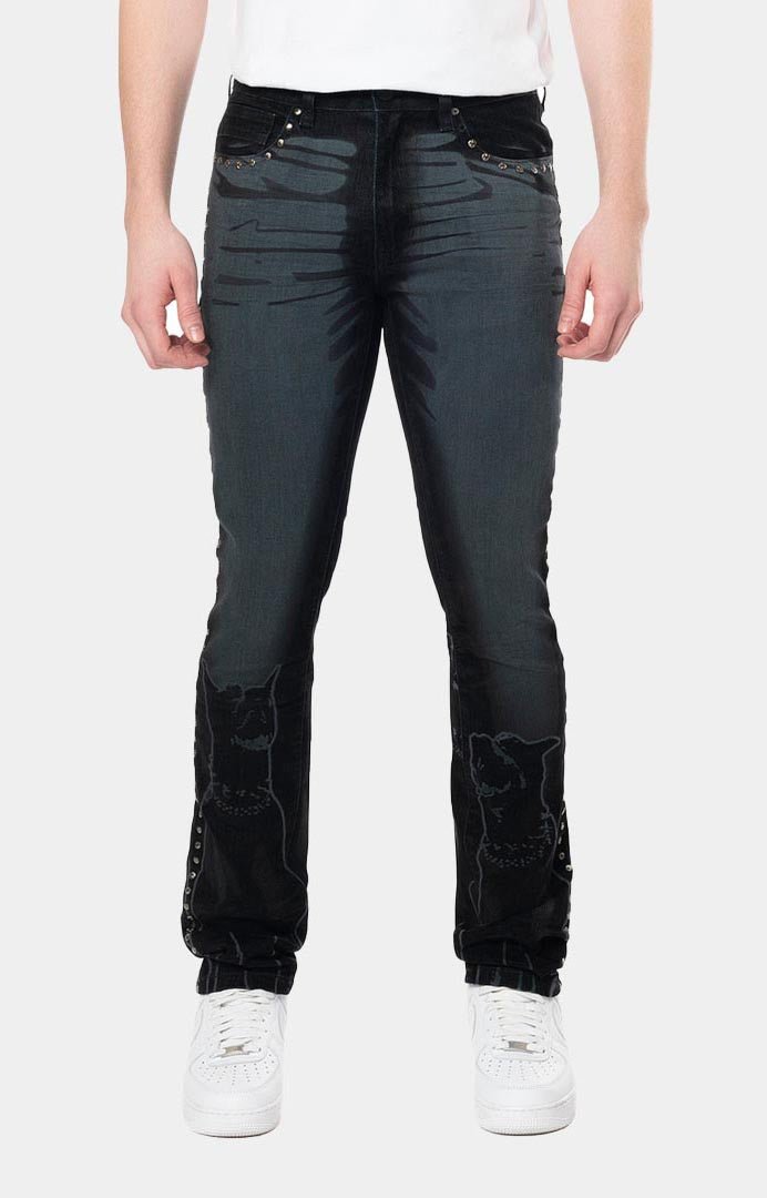 Smoke Rise Color Flocked Jeans - Dorset Black