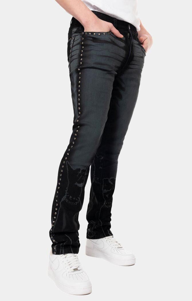 Smoke Rise Color Flocked Jeans - Dorset Black