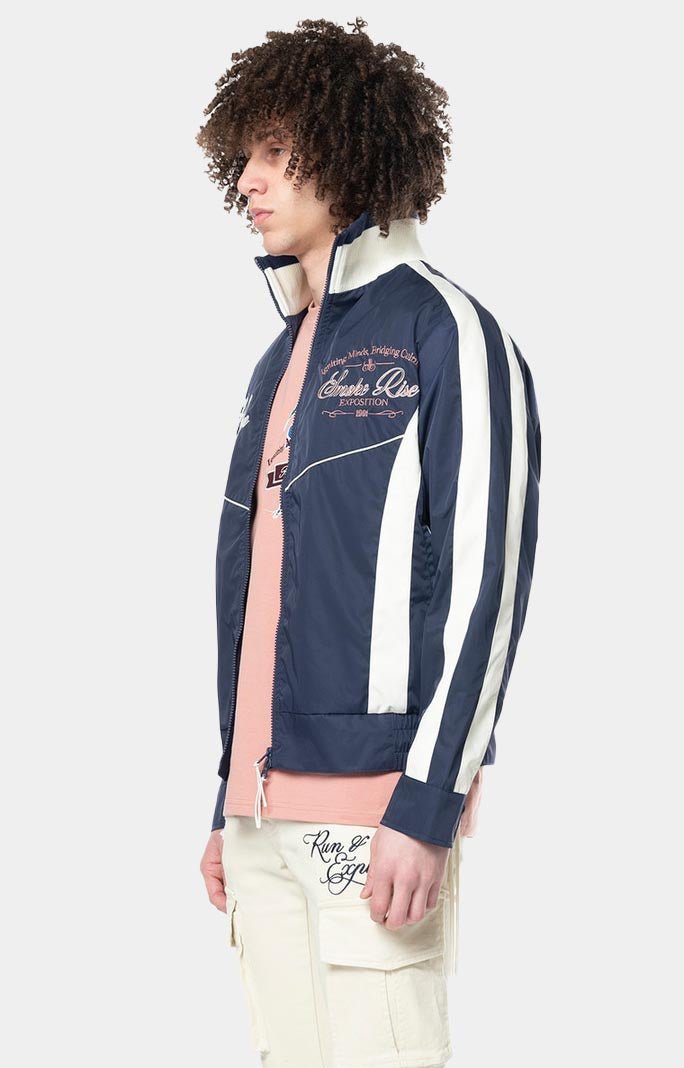Smoke Rise Colorblock Nylon Windbreaker Jacket - NAVY
