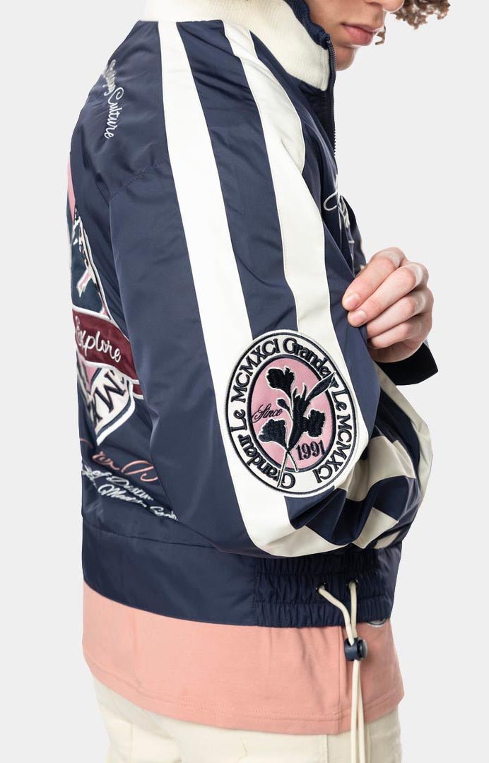 Smoke Rise Colorblock Nylon Windbreaker Jacket - NAVY