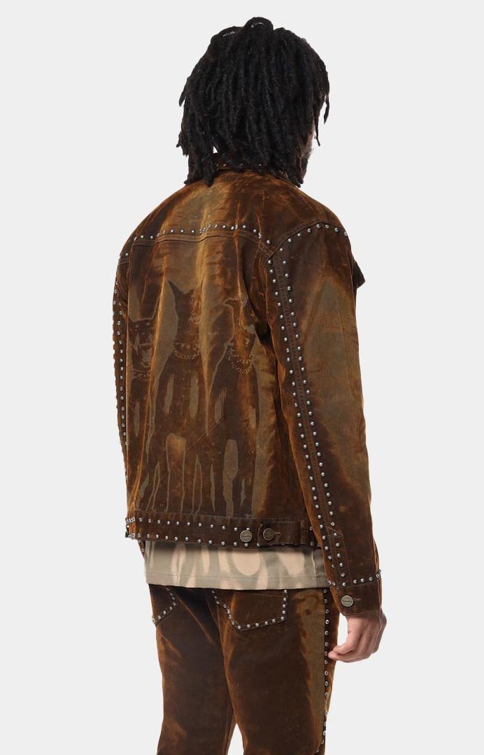 Smoke Rise Color Flocked Denim Jacket