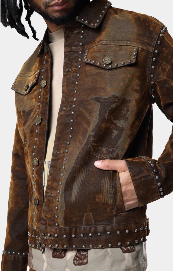 Smoke Rise Color Flocked Denim Jacket