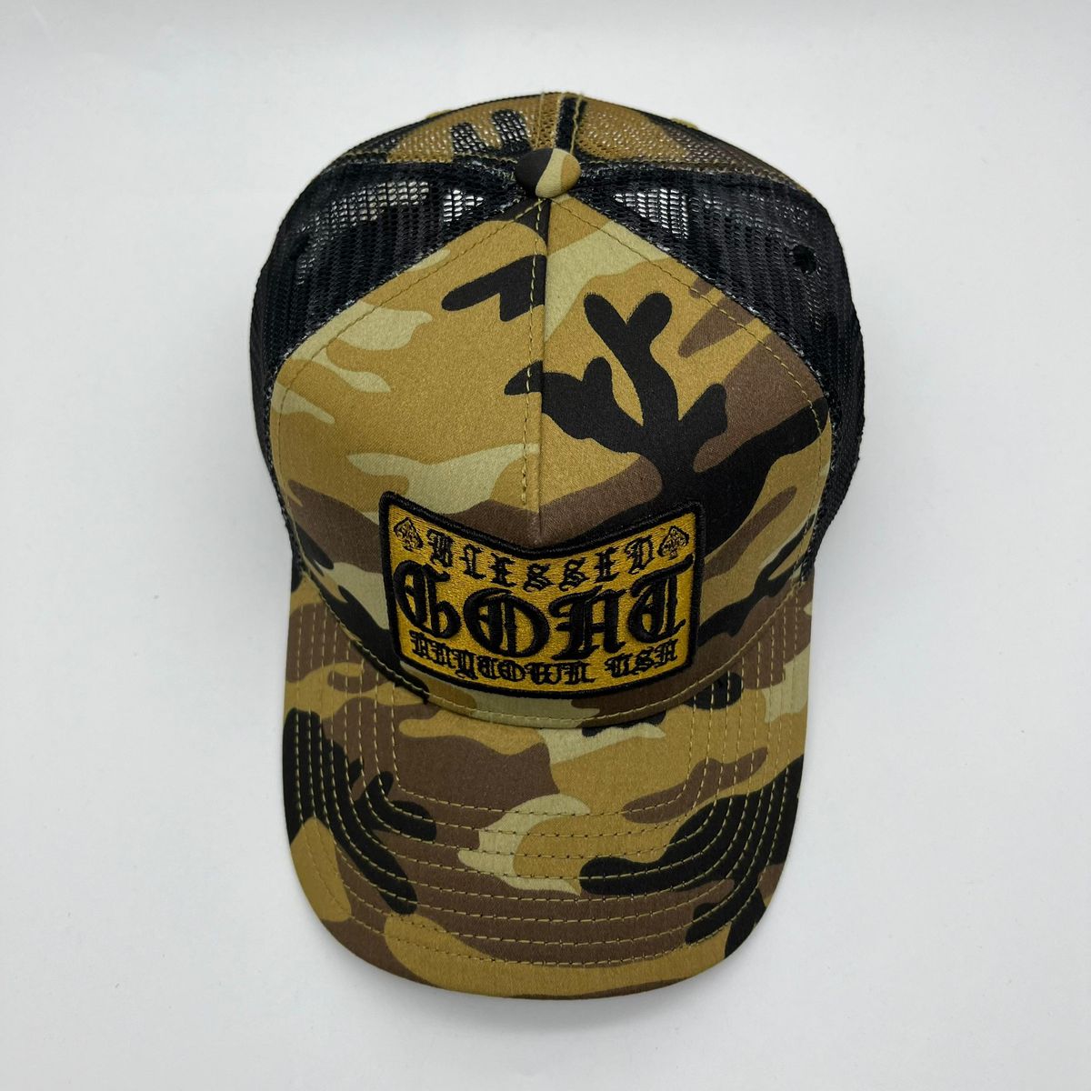 Goat Trucker Hat - Wheat/Camo