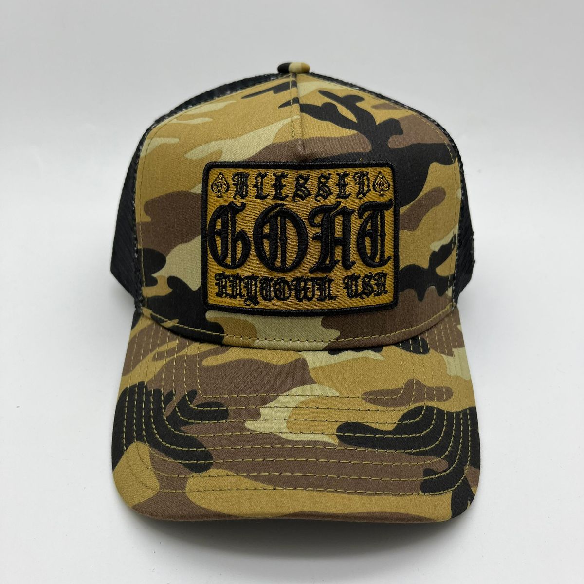 Goat Trucker Hat - Wheat/Camo