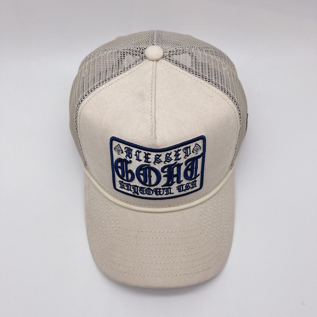 Goat Trucker Hat - Cream (Suede)