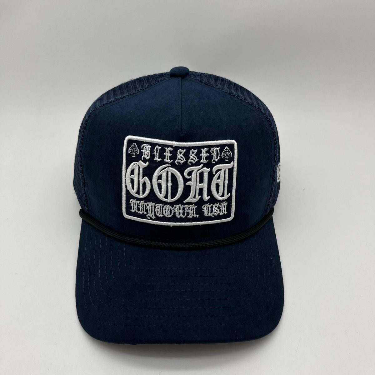 Goat Trucker Hat - Navy (Suede)