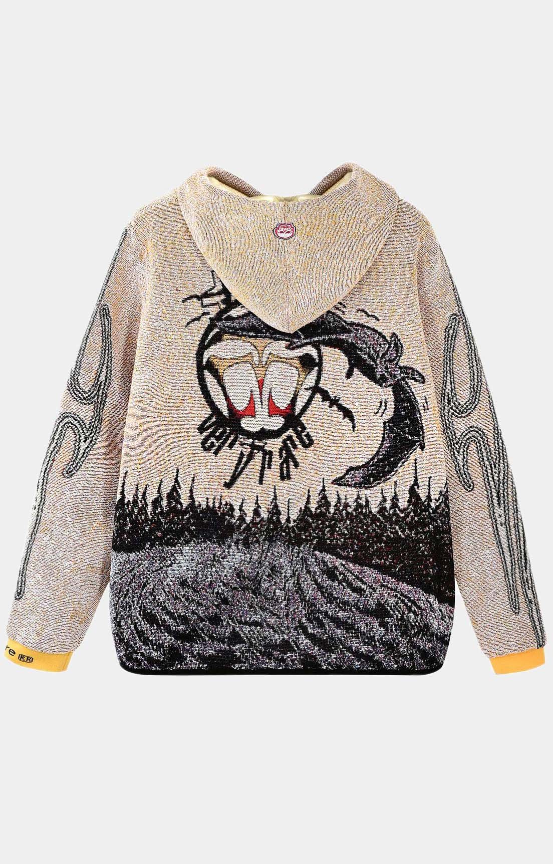 Very Rare Grave/Moon Tapestry Hoodie - Beige/Yellow