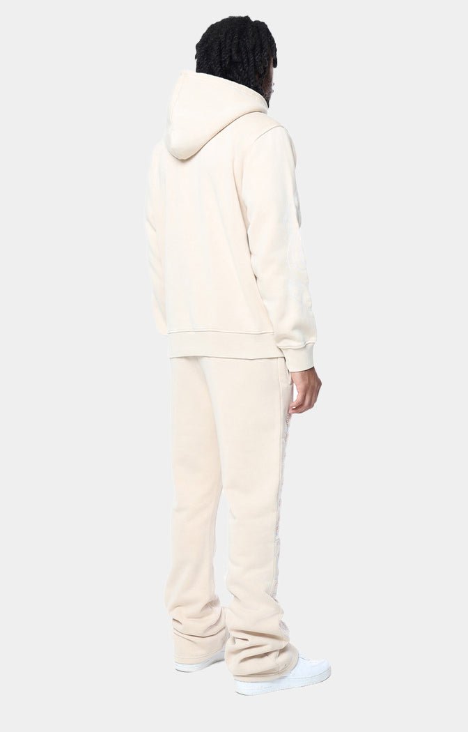 Smoke Rise Rhinestone Dystopia Fleece Hoodie - Cream/Clay