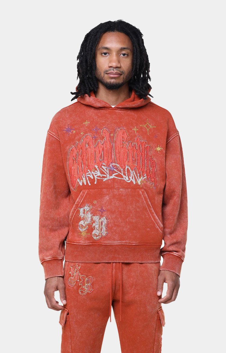 Smoke Rise Rhinestone Dystopia Hoodie - Picante