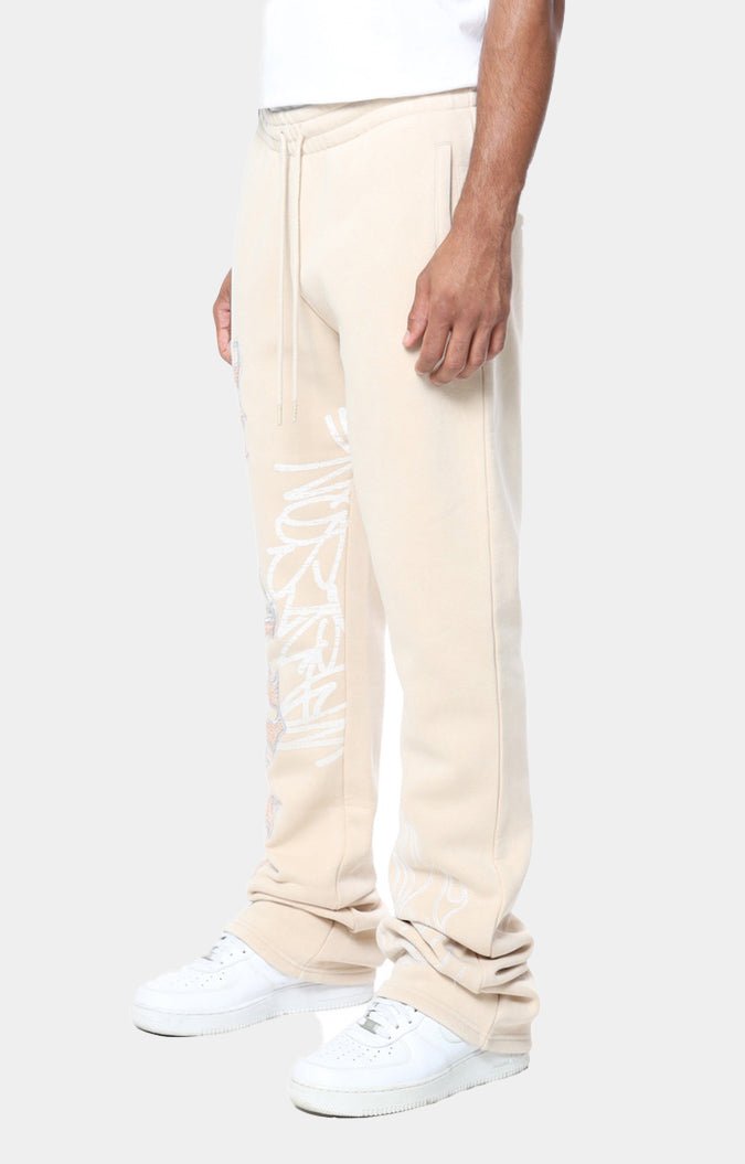 Smoke Rise Rhinestone Dystopia Fleece Pants - Cream/Clay