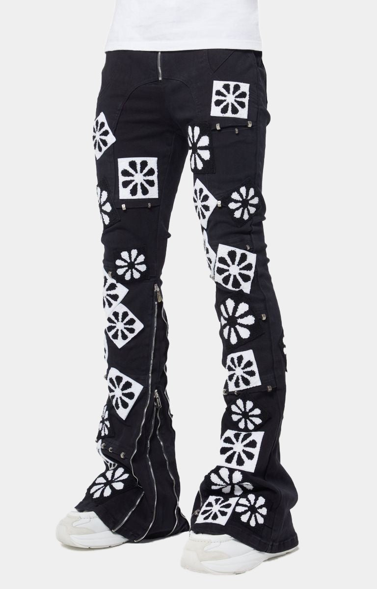 Guapi Obsidian Black Flowers Denim