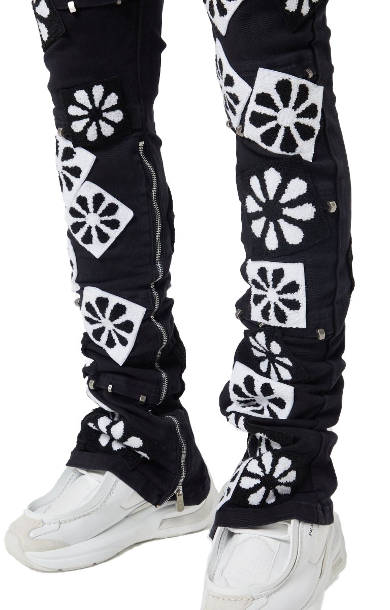 Guapi Obsidian Black Flowers Denim
