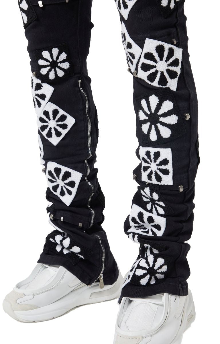 Guapi Obsidian Black Flowers Denim