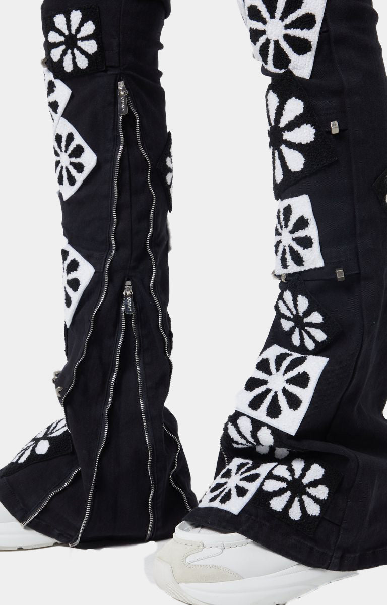Guapi Obsidian Black Flowers Denim