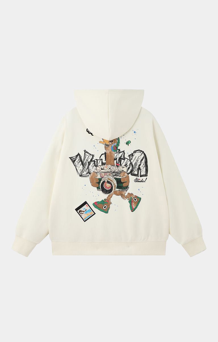 Black Label Photo Duck Premium Cotton Hoodie - Cream