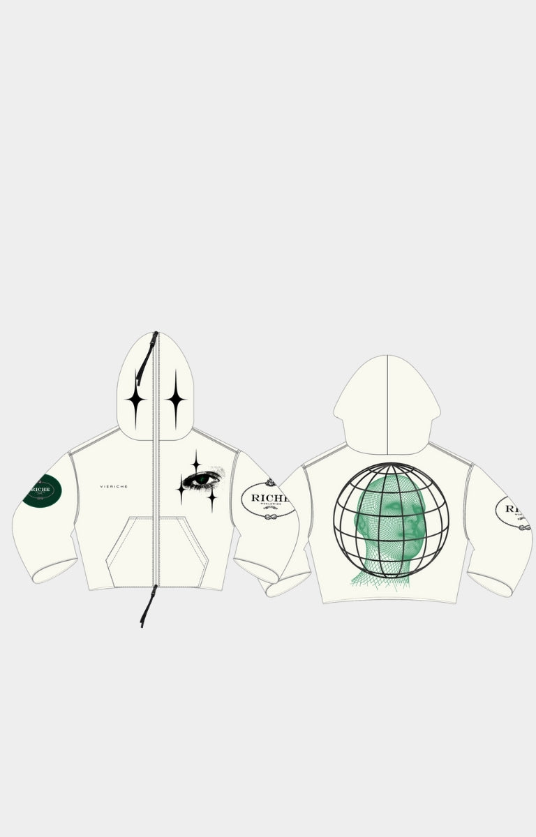 Vie Riche Digiworld Zip Sweatshirt Hoodie - White