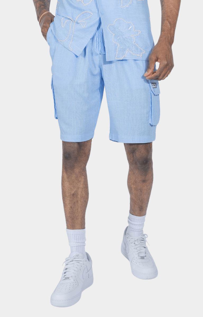Makobi Levonia Linen Shorts - Big and Tall Blue