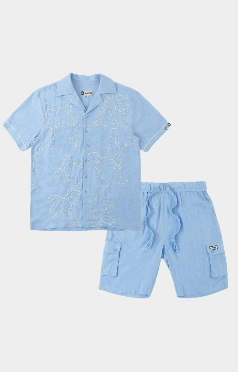 Makobi Levonia Linen Shorts - Big and Tall Blue