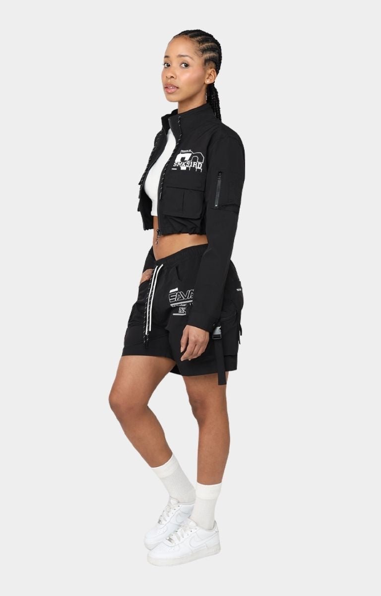 Smoke Rise Nylon Printed Cargo Shorts - Black