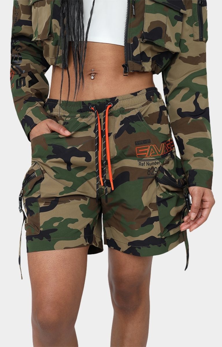 Smoke Rise Nylon Printed Slouch Fit Shorts - Camo