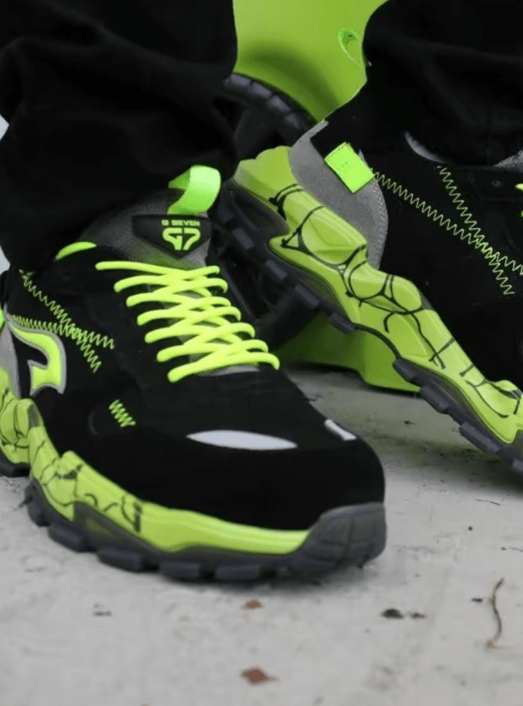 G7 Black Neon Green Sneakers - Training Athletic