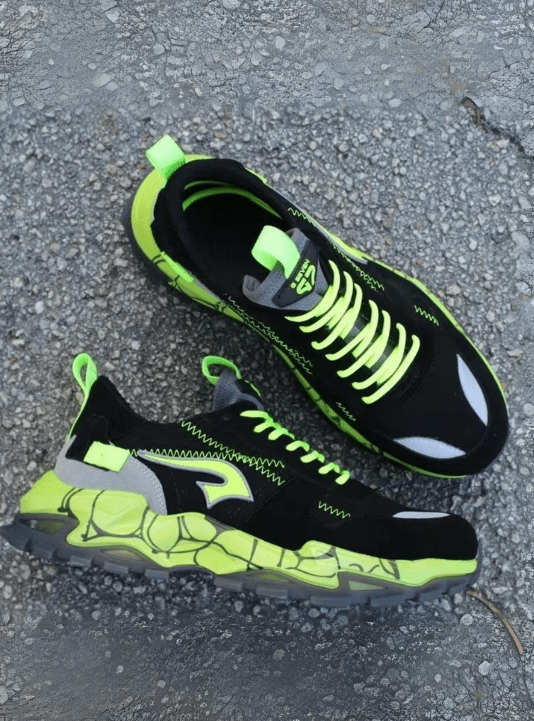 G7 Black Neon Green Sneakers - Training Athletic