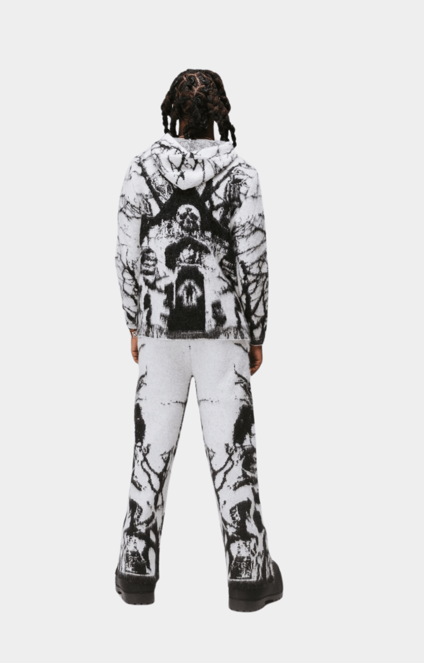 Essence Graveyard Mohair Sweatpants - White/Black