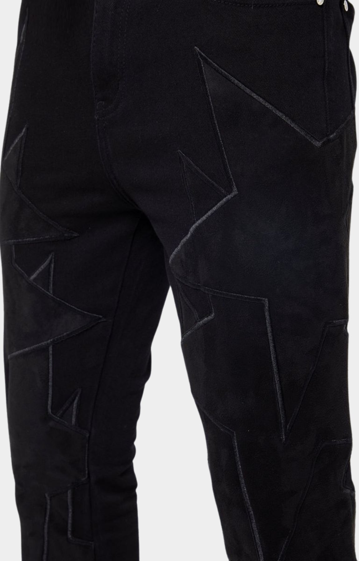 Guapi All Black Stars Stacked Denim