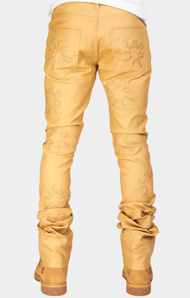 Politics - Waxed Flare Pants with PU Patches