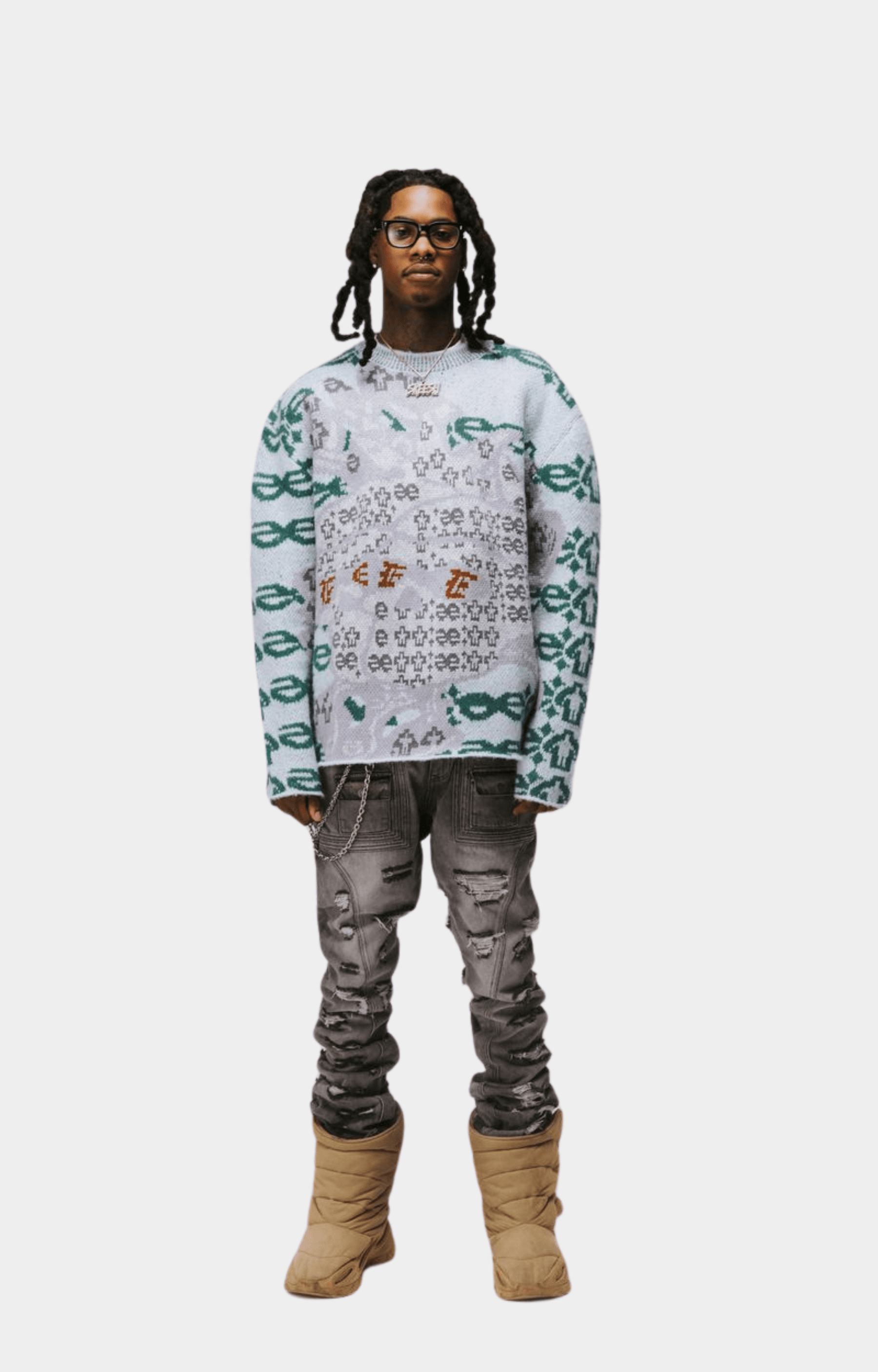 Essence Hard Head Sweater - White/Green