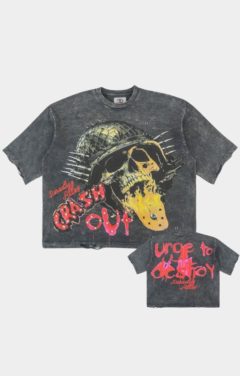 Frost Crash Out Cropped Tee - Rhinestone Grey