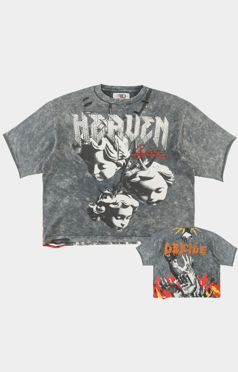 FROST Crop Heaven Saint Tee Grey – Luxury Streetwear Redefined