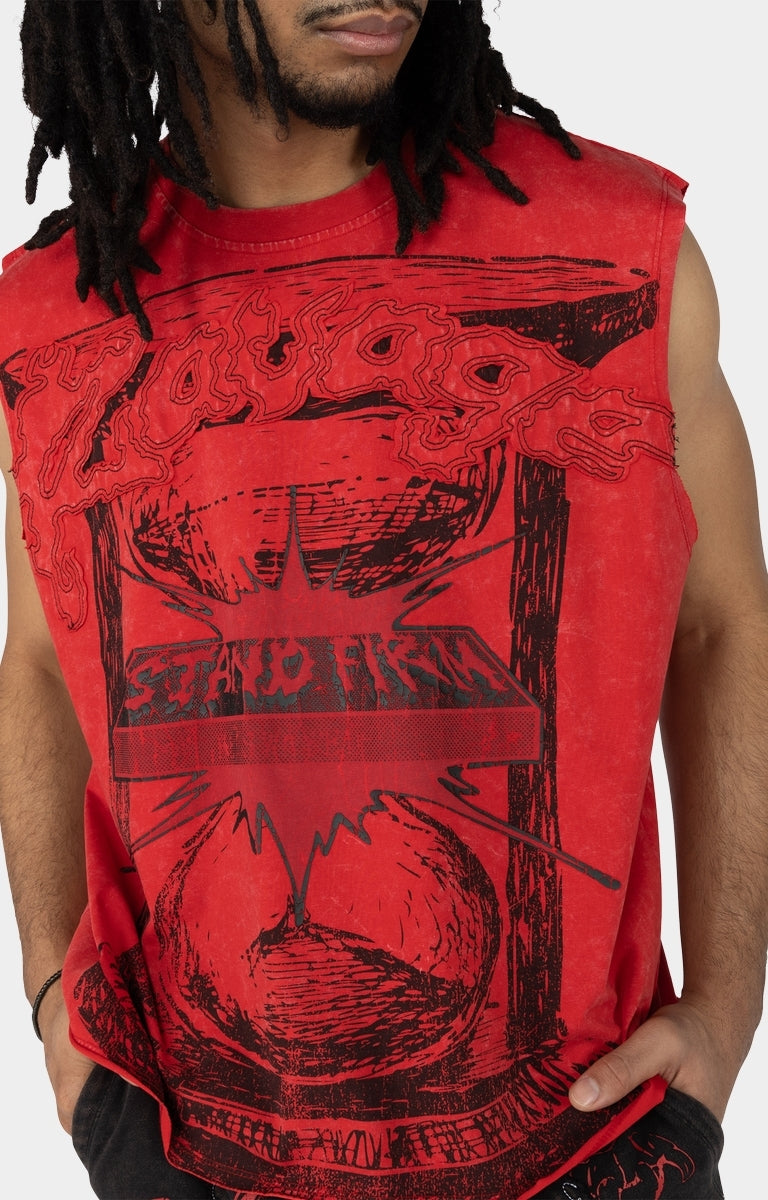 Smoke Rise Graphic Muscle Tank Top - Red