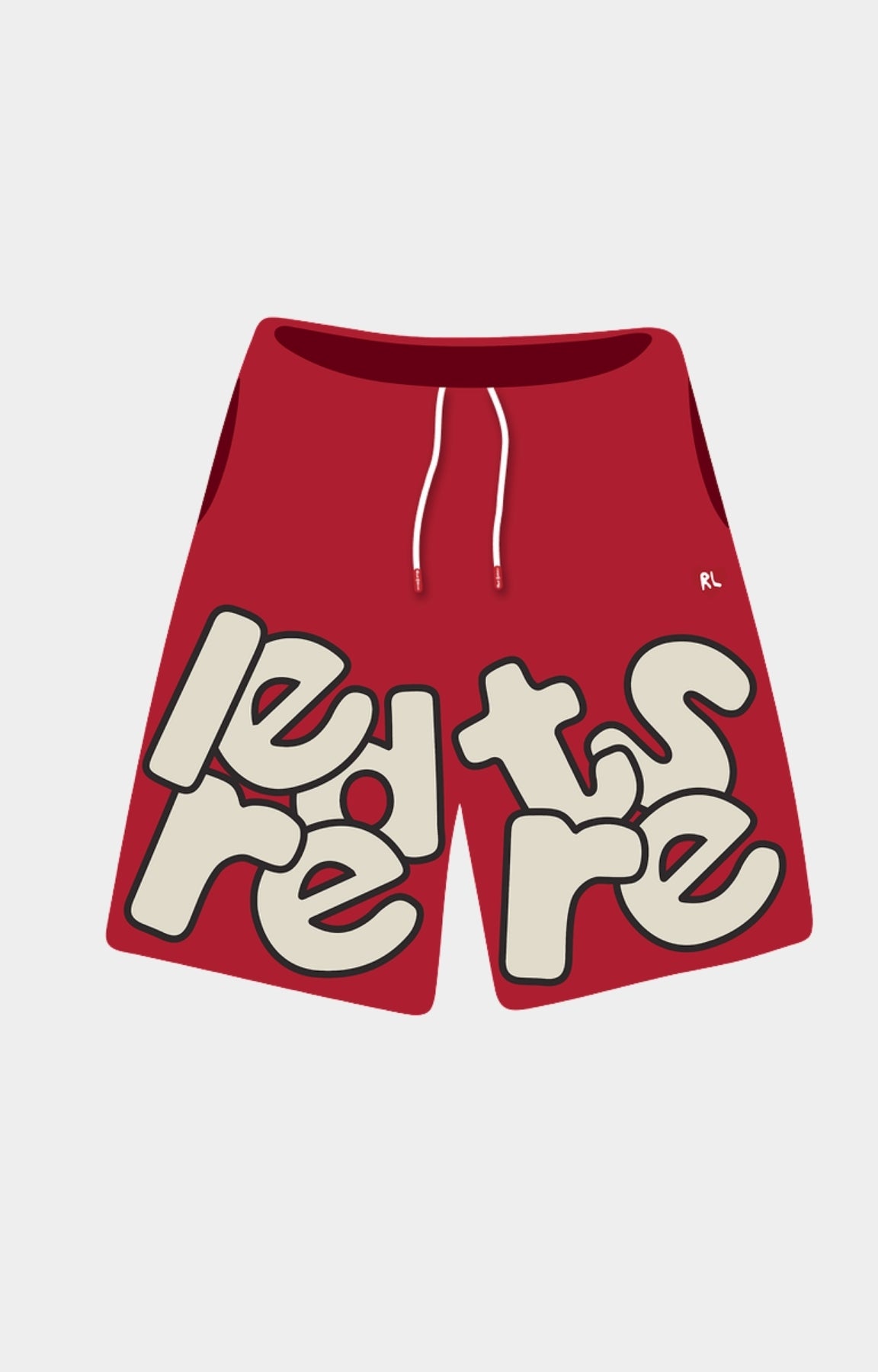 Red Letters sweat shorts graphics