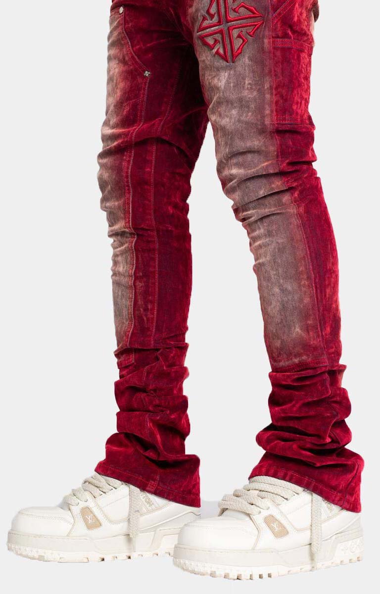 Velvet Red Carpenter Stacked Denim