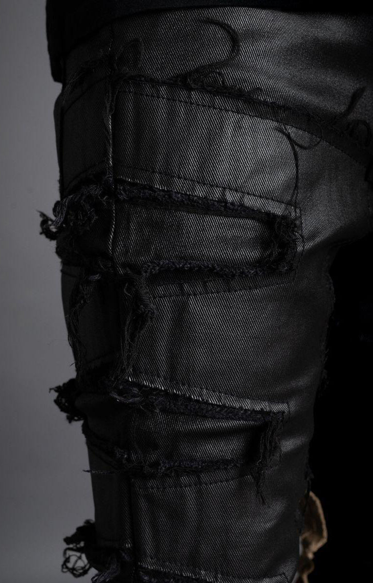 Pain Lab Khaki Black Split Stacked Denim