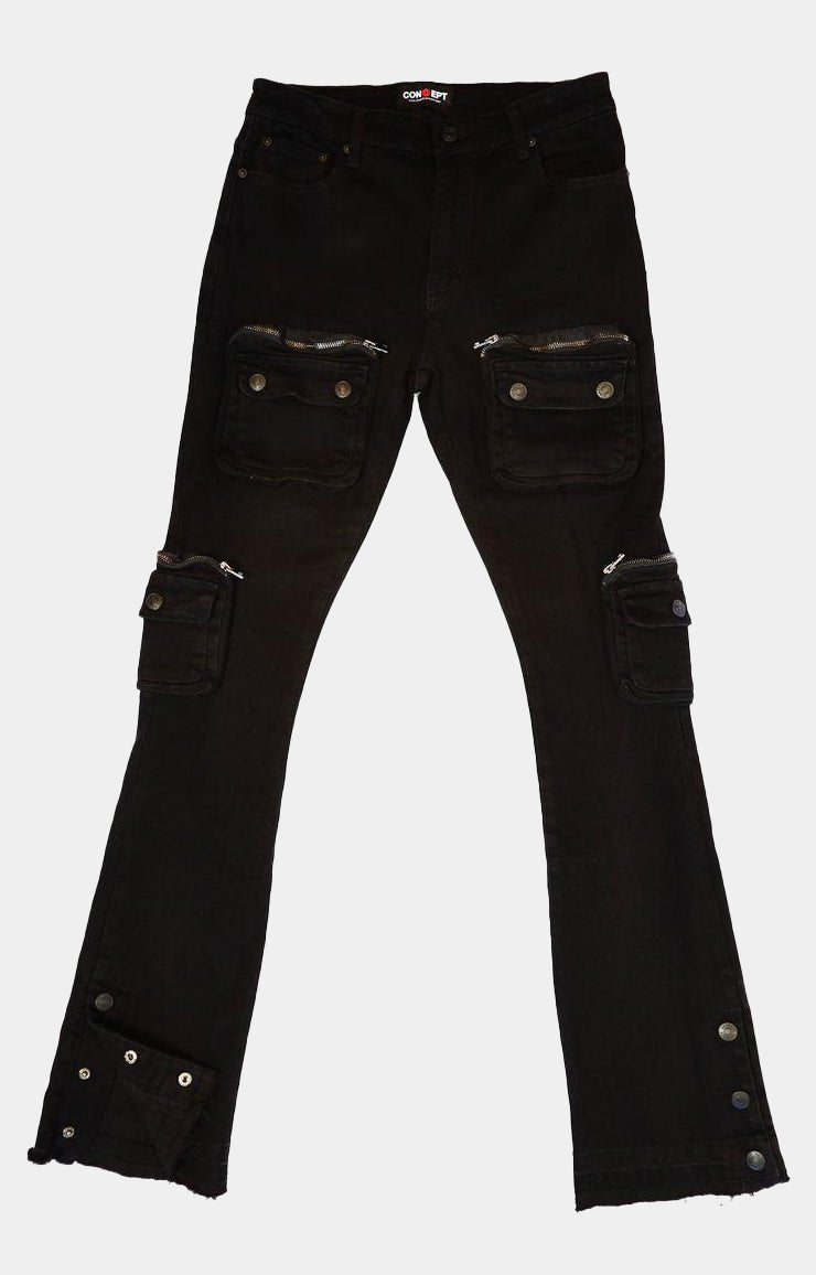Concept Dover - Flared Jet Black Denim