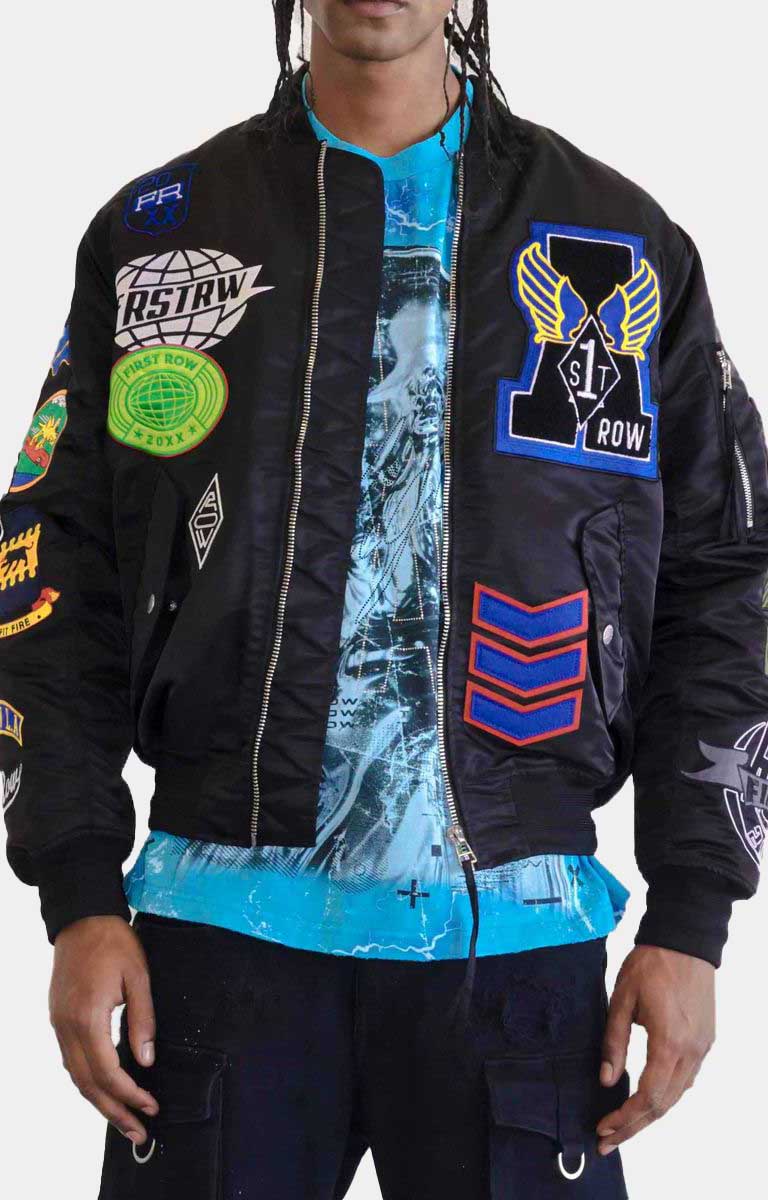 First Row Coexist Multi Patches MA-1 Jacket - Black