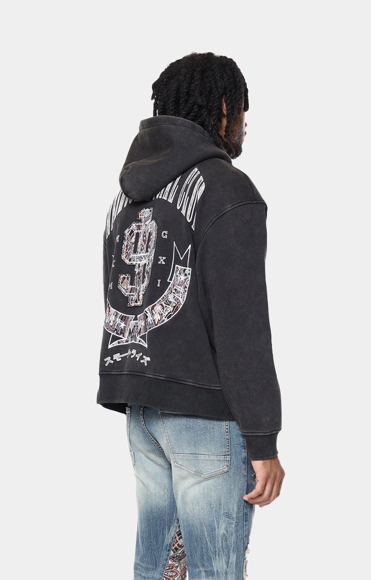 Smoke Rise Varsity Tapestry Hoodie - Black