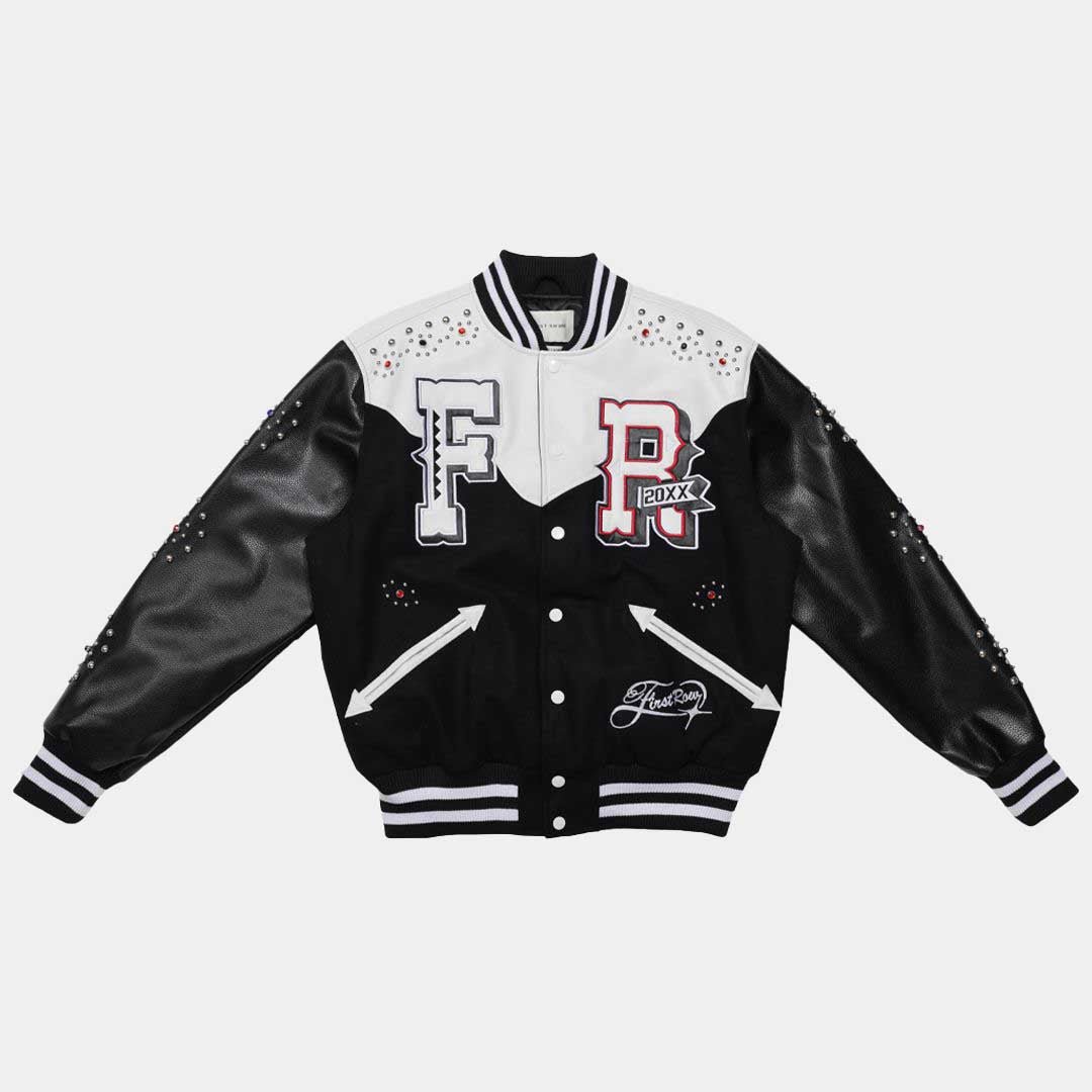 First Row Midnight Rodeo Leather Varsity Jacket - Black