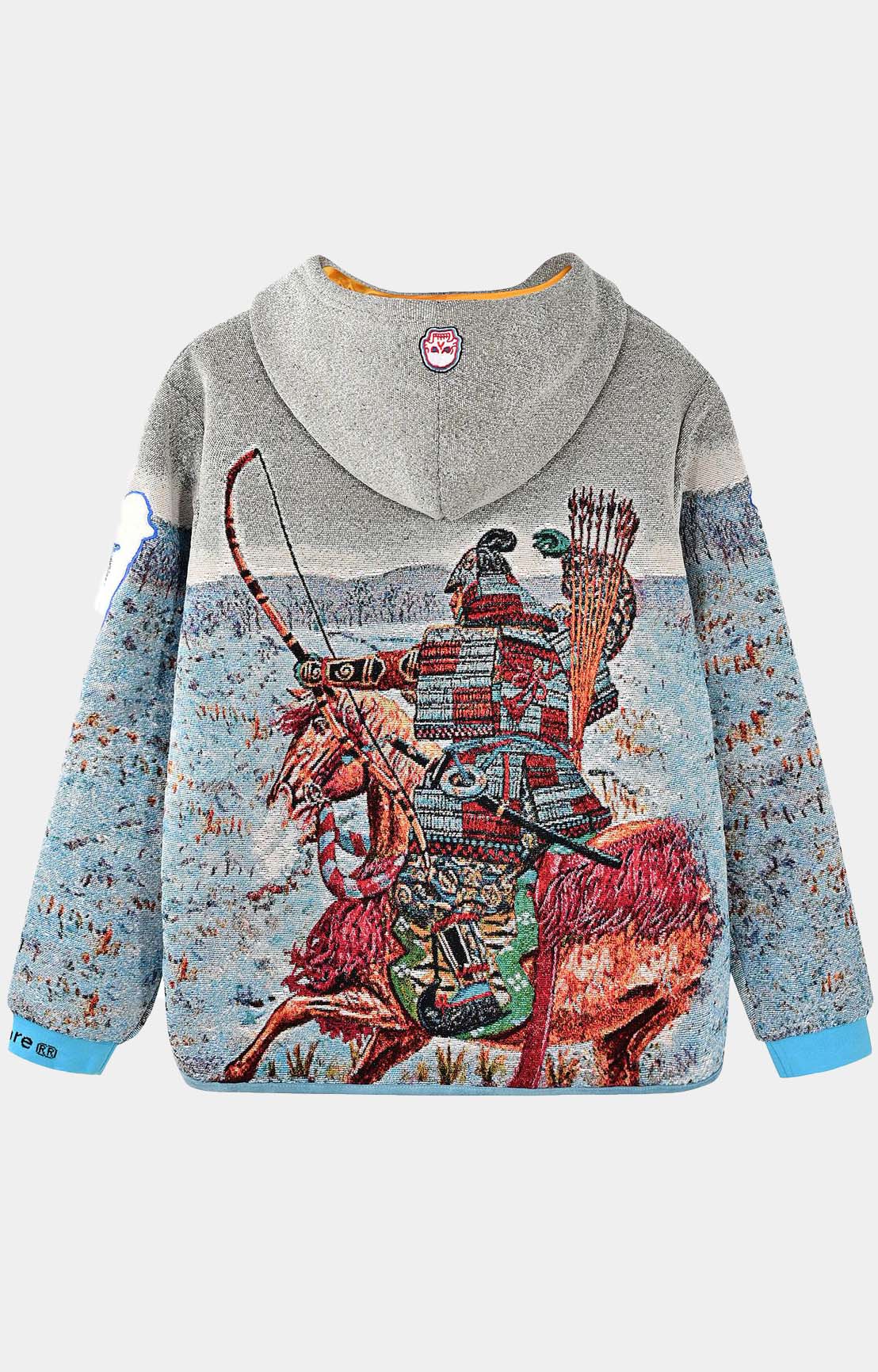 Very Rare Fatality Tapestry Art Wear Hoodie - Gray/Blue