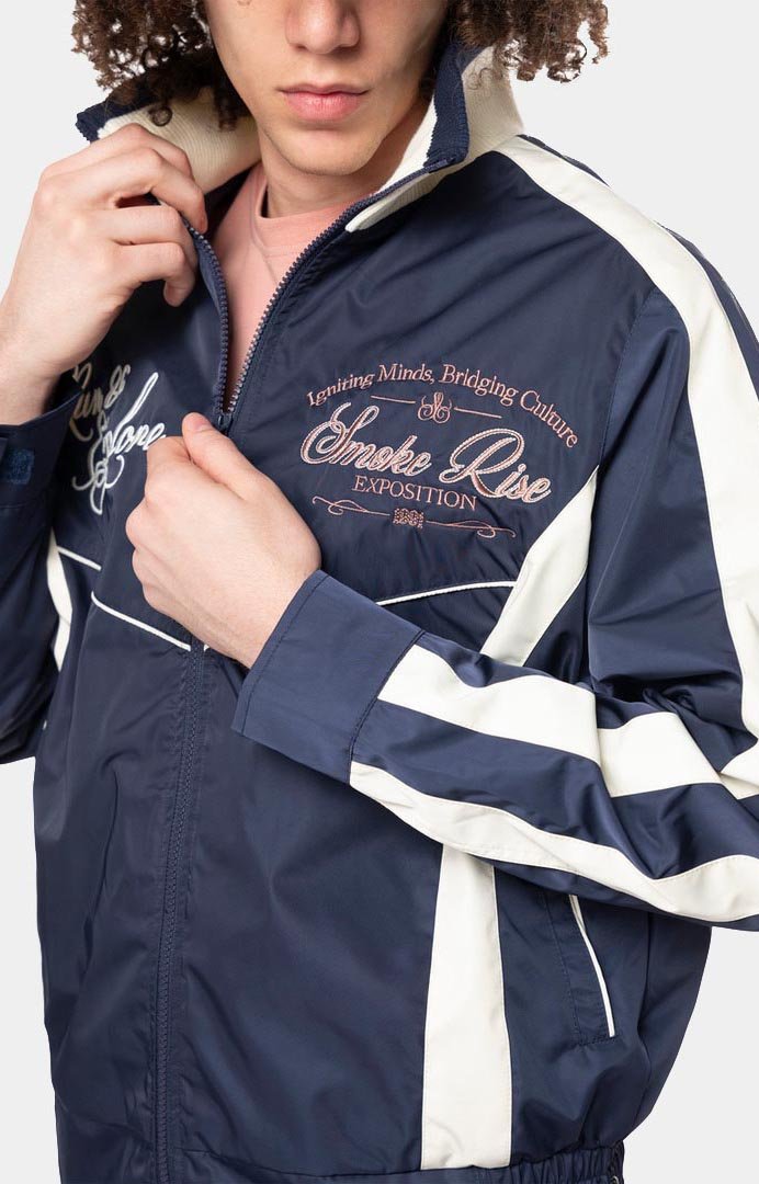 Smoke Rise Colorblock Nylon Windbreaker Jacket - NAVY