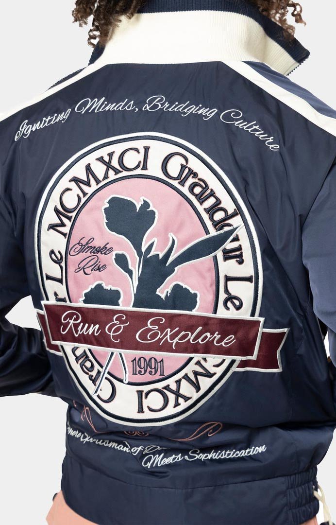 Smoke Rise Colorblock Nylon Windbreaker Jacket - NAVY