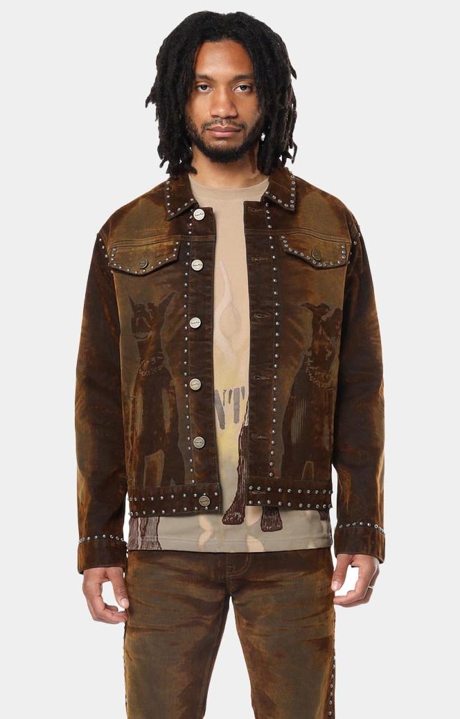 Smoke Rise Color Flocked Denim Jacket