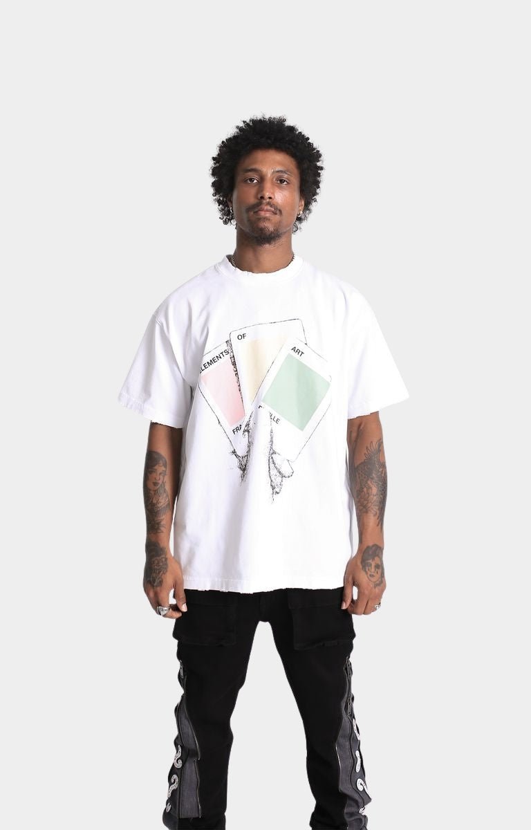 Raw hem detailing on Conceal Your Intentions oversized graphic tee.