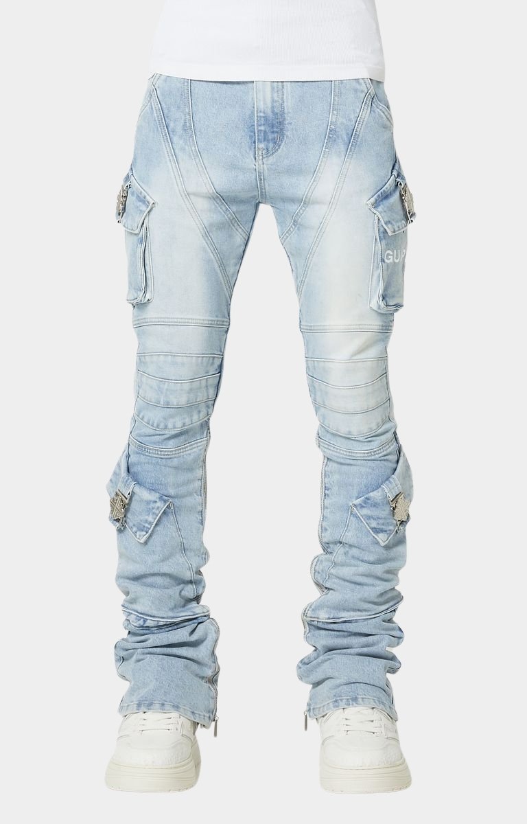 Guapi Aqua Black Ops Cargo Denim | Tactical Designer Jeans