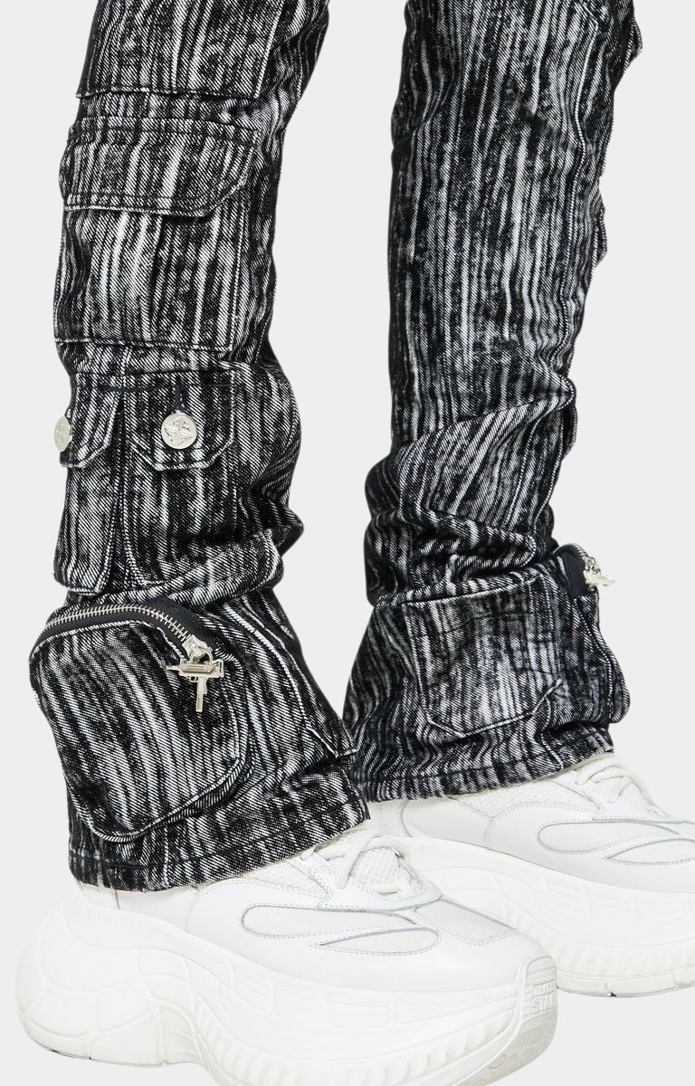 Guapi Iron Grey Cargo Denim V2 – Stacked Skinny Cargo Jeans