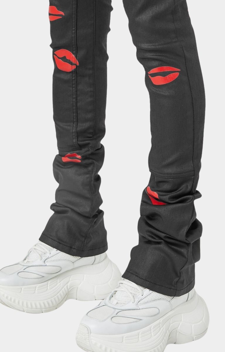 Guapi Waxed Kiss Stacked Denim – Black